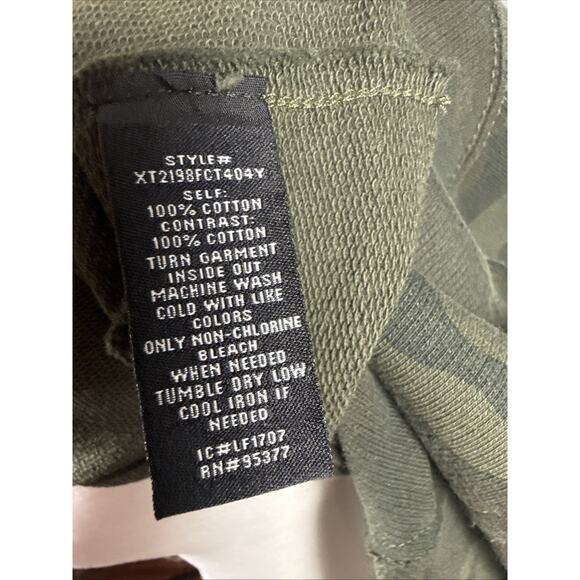 Sanctuary Green Camo‎ Pullover Sweatshirt Hoodie Cropped Rolled Hem Women's Sz S - Picture 8 of 9